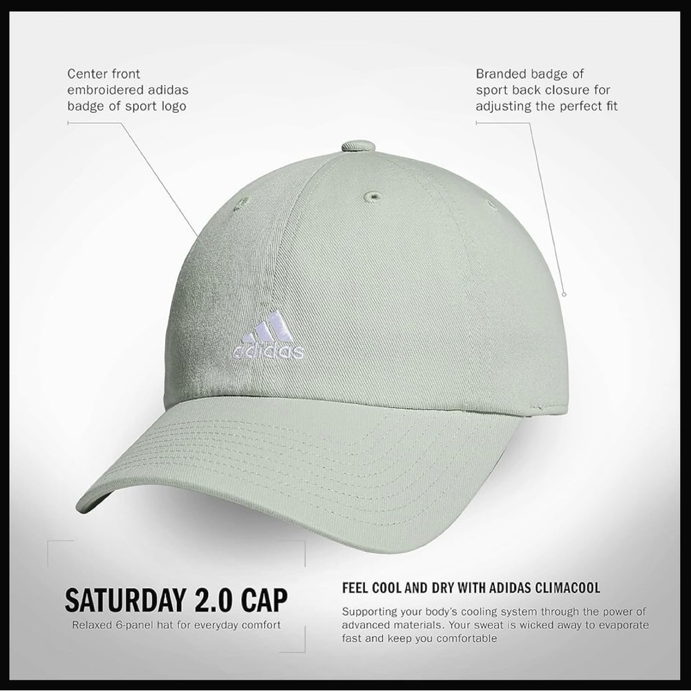 NEW Adidas Saturday 2.0 Cap in Light Green